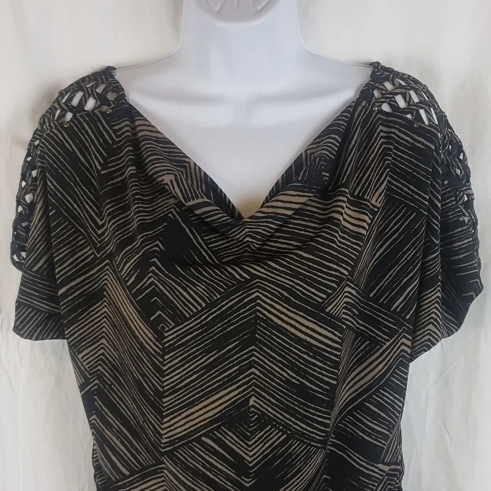 Banana Republic Medium Brown & Black Striped Dress